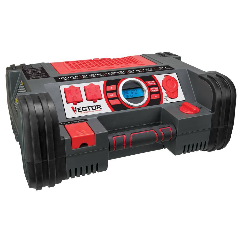 1200 Peak Amp Portable Car Jump Starter with 120 PSI Compressor W67494