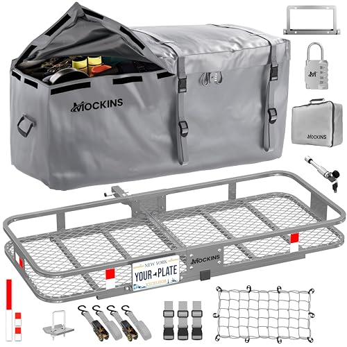 60"x20"x6" Folding Trailer Hitch Cargo Carrier with Waterproof Cargo Bag T174622