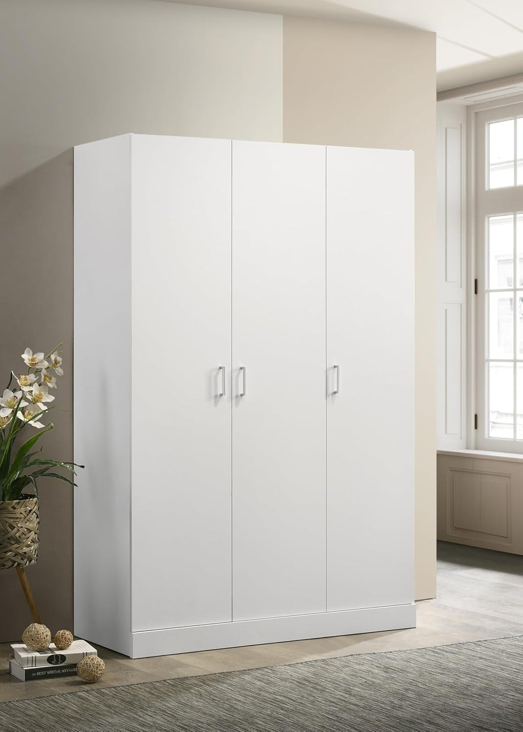 White 3 Doors Wooden Armoire Wardrobe W2188