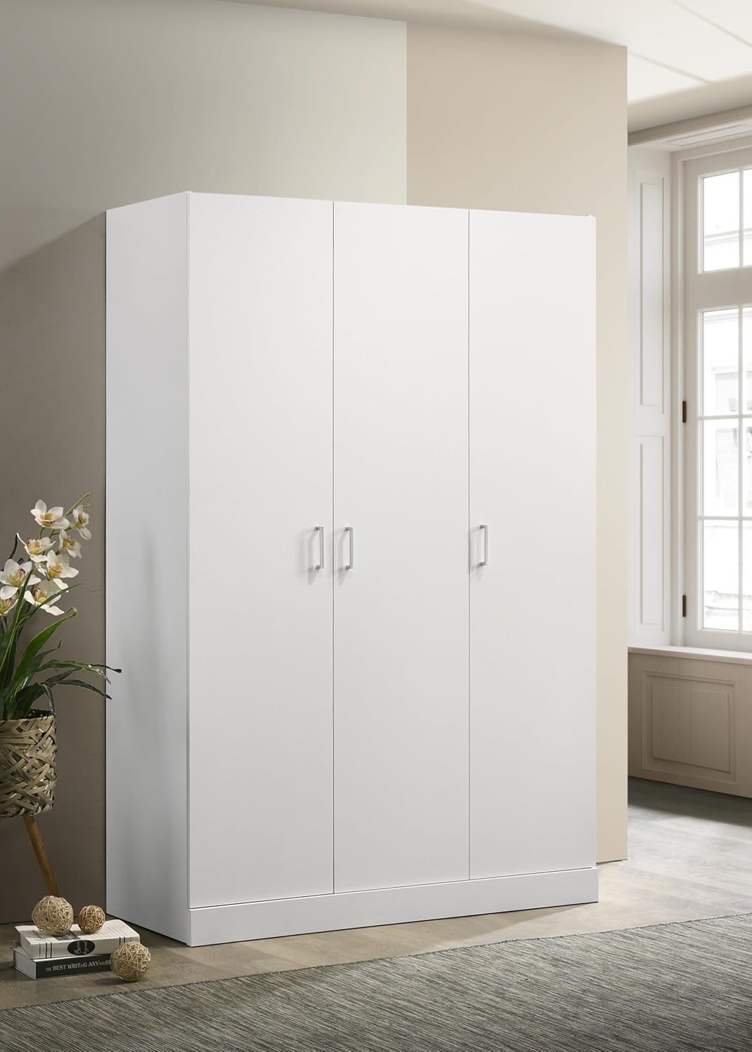 White 3 Doors Wooden Armoire Wardrobe W2188