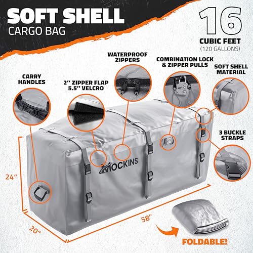 60"x20"x6" Folding Trailer Hitch Cargo Carrier with Waterproof Cargo Bag T174622