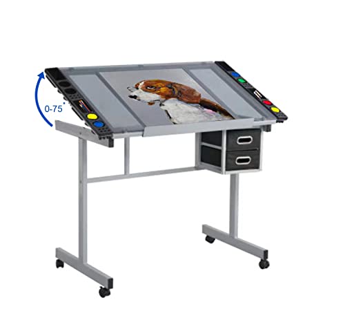 Silver Adjustable Glass Drafting Table T85977