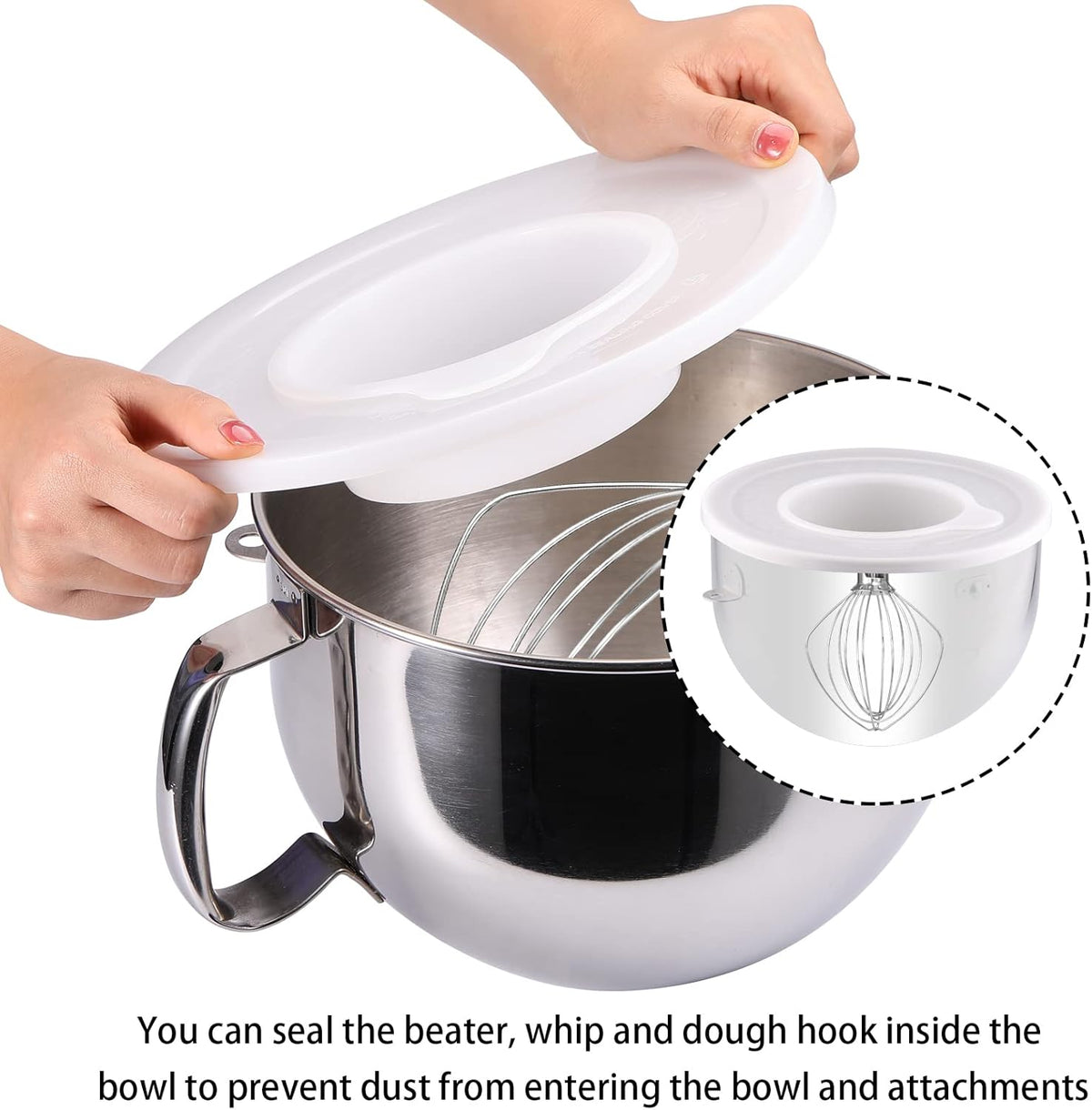 2 Pack Mixer Bowl Lid Covers for KitchenAid 5.5-6 Quart Bowls Z5470