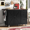 Black Kitchen Island with Power Outlet and Drop Leaf K101