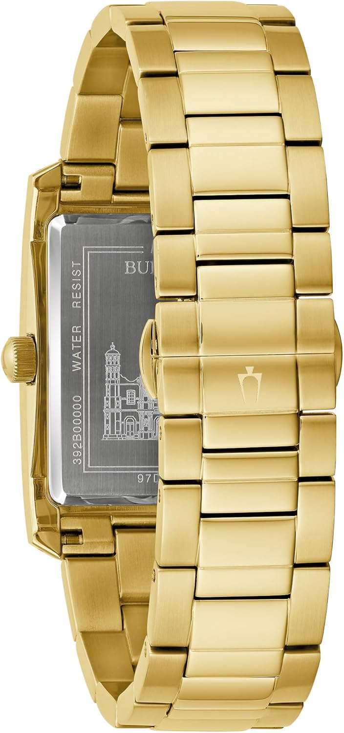 Gold Stainless Steel Quartz Watch with Diamonds U2159