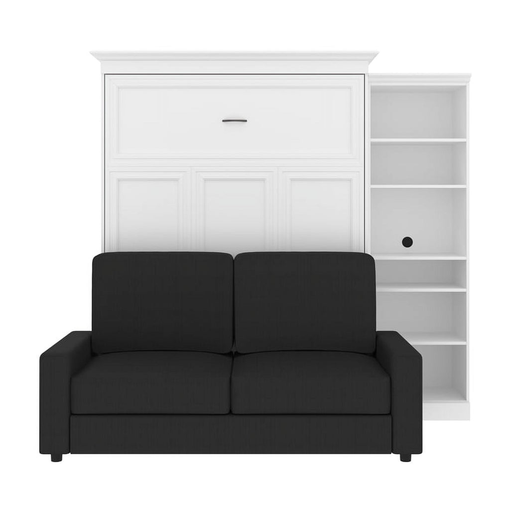 White Gray Wood Queen Murphy Bed with Sofa K591417