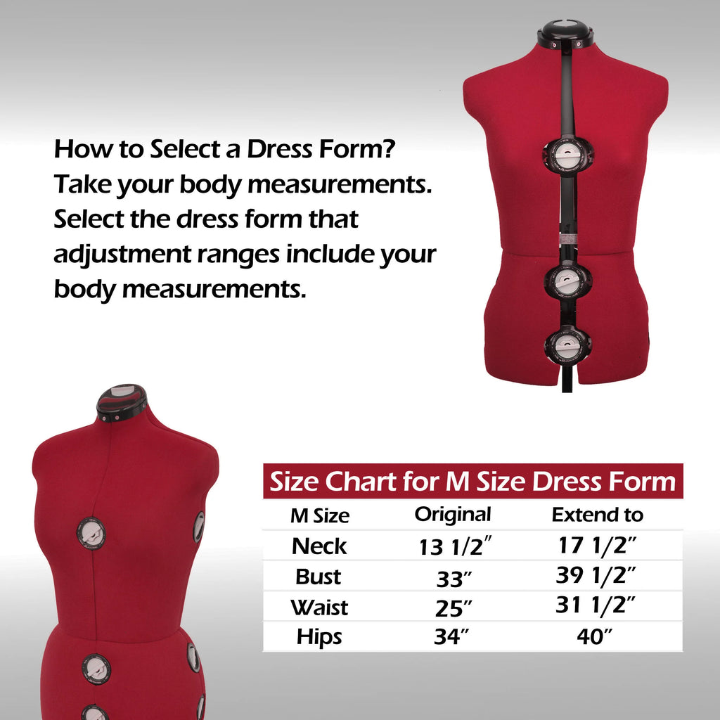 13 Dials Female Fabric Adjustable Mannequin Dress Form Red Large P4654