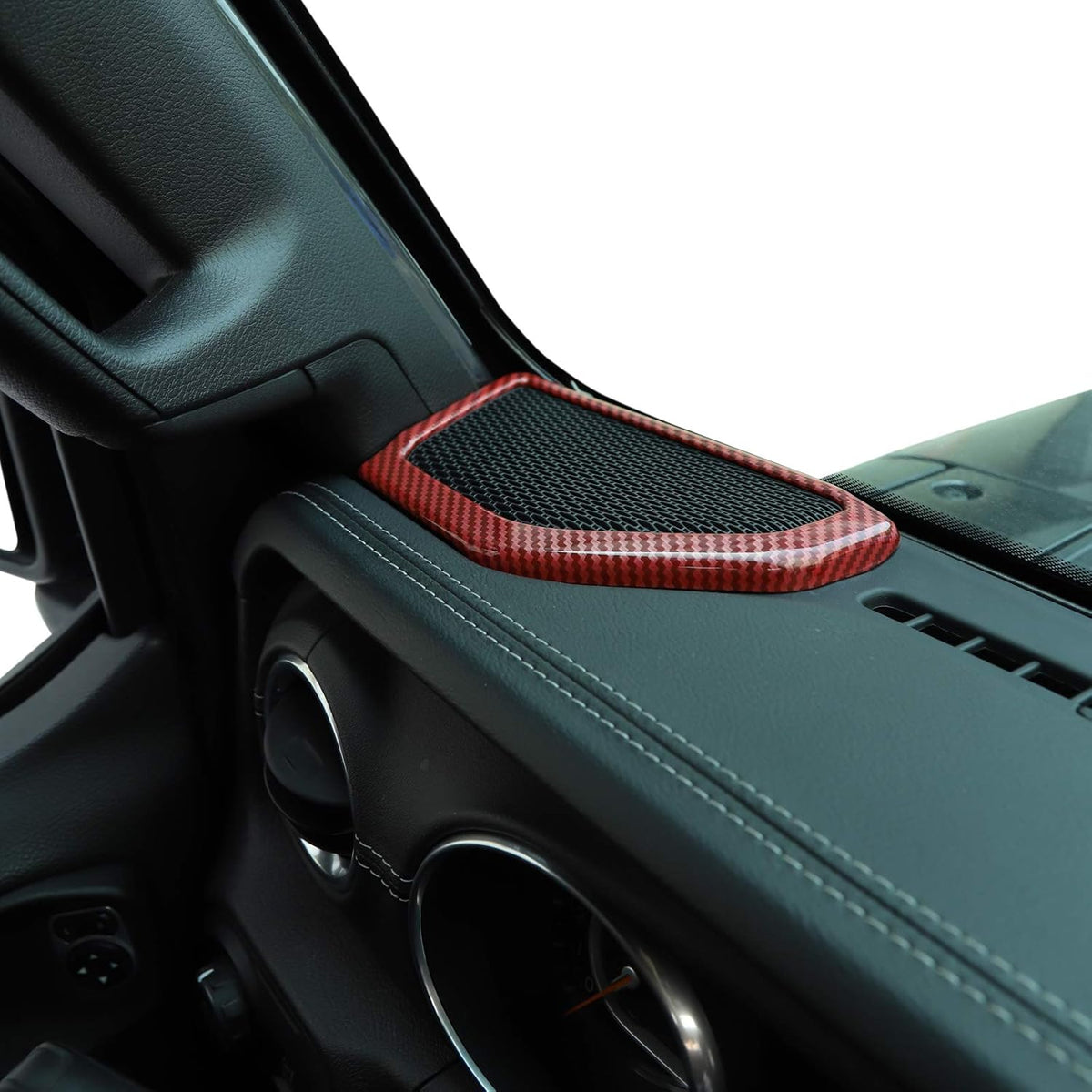 Red ABS A pillar Speaker Decoration Cover Trim Stickers Pack of 2 V4113