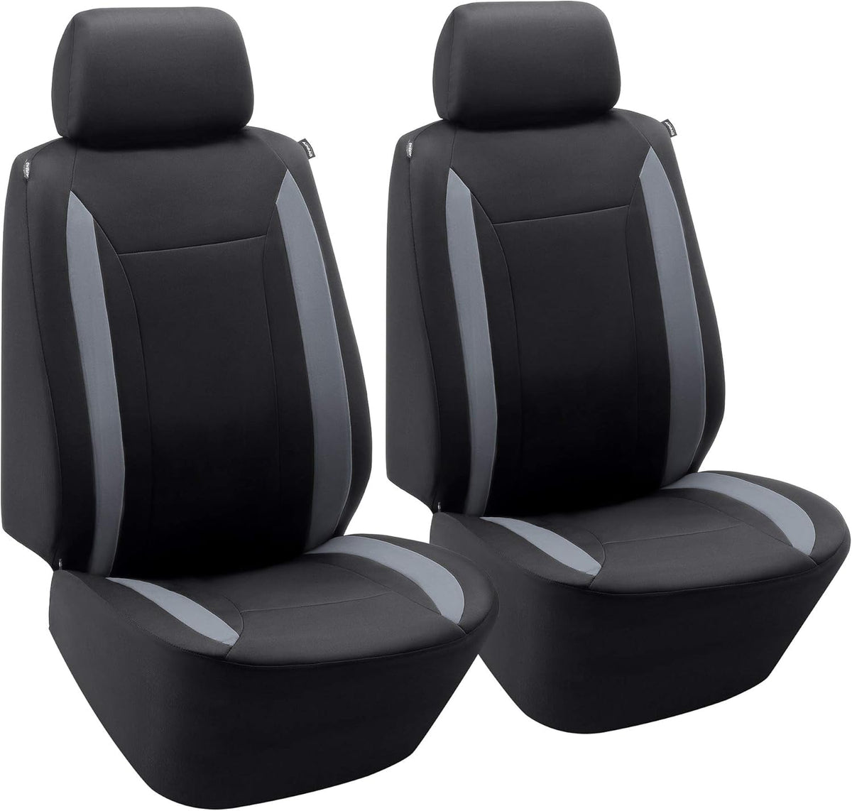 Waterproof Front Car Seat Covers Set Universal Fit Bucket Seat Protector Airbag Compatible Gray and Black 2 PC O78941