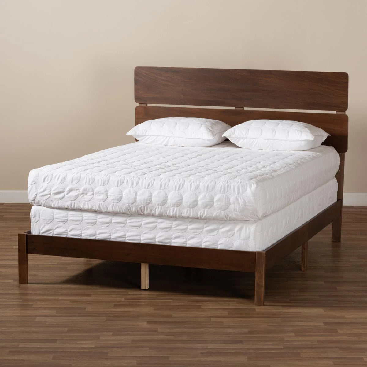 Gray and Oak Finished Wood Full Size Panel Bed Y9363