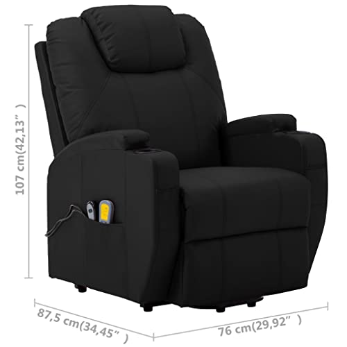 Black Faux Leather Electric Power Lift Massage Chair with 6-Point Vibration Massage E52612