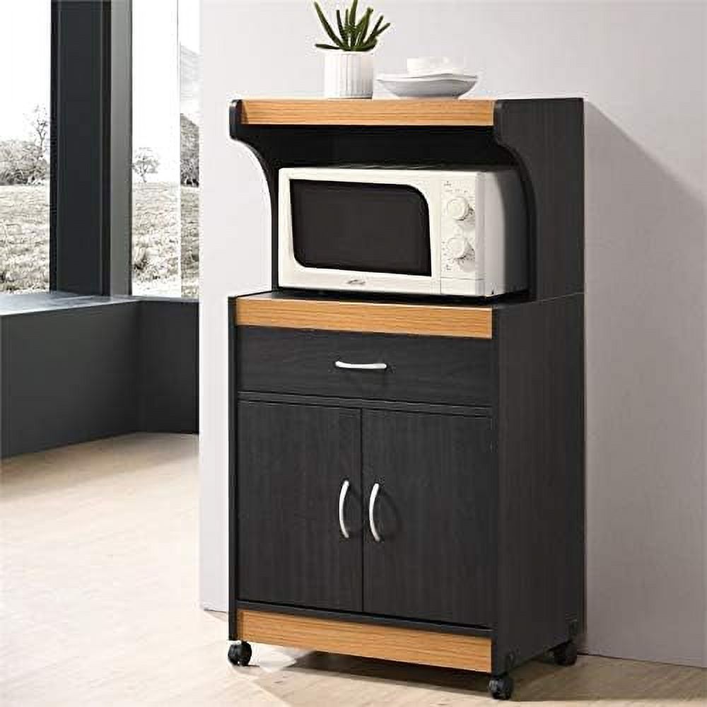 Black Beech Microwave Kitchen Cart U915