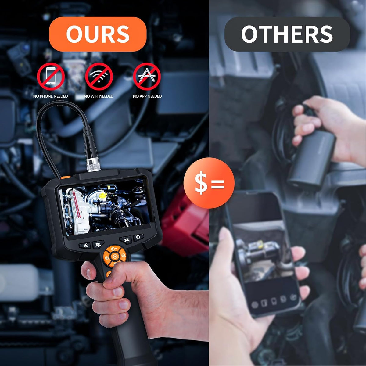 4.3" 1080 HD IP67 Waterproof Inspection Camera with Light J9069