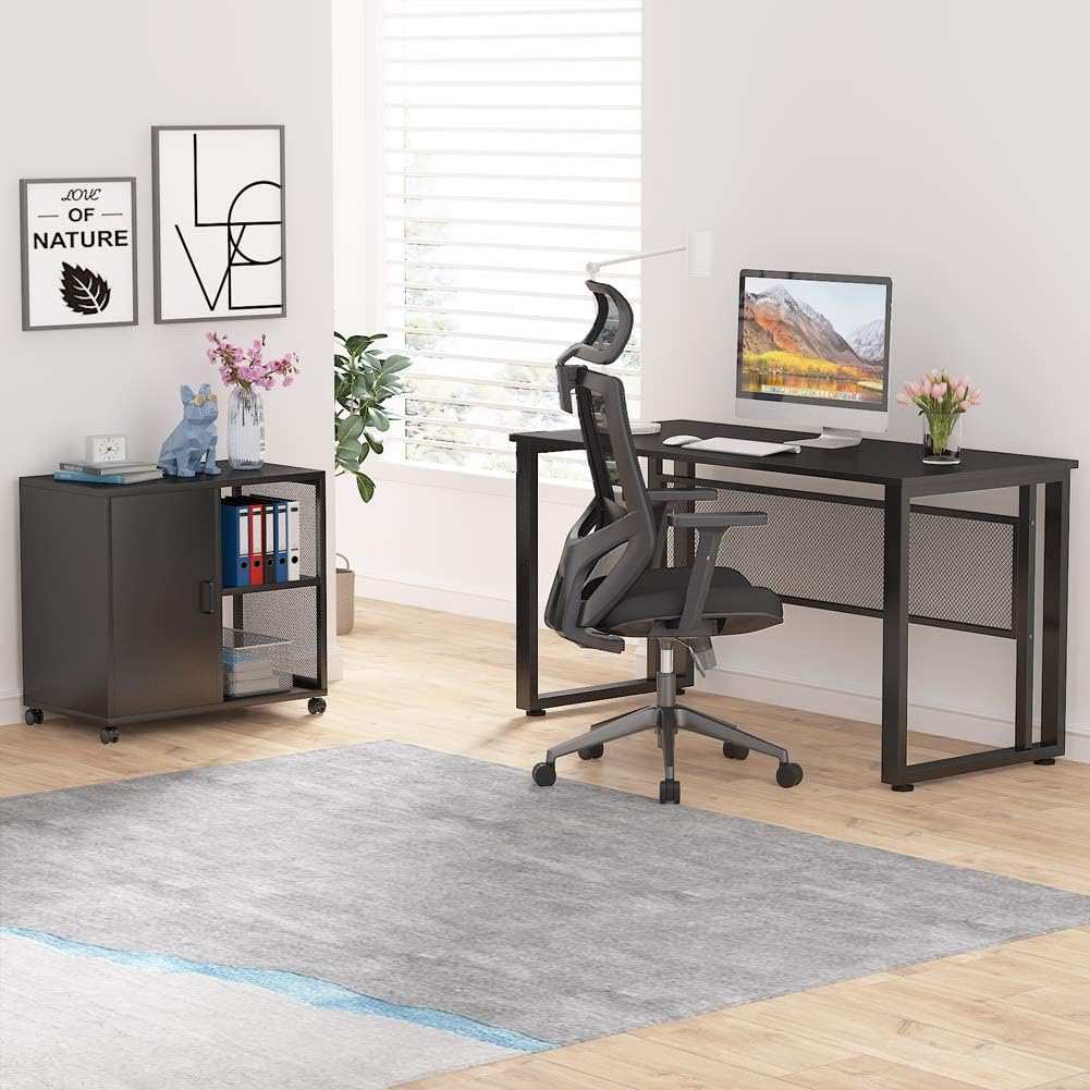 L-Shaped Computer Desk with File Cabinet N654