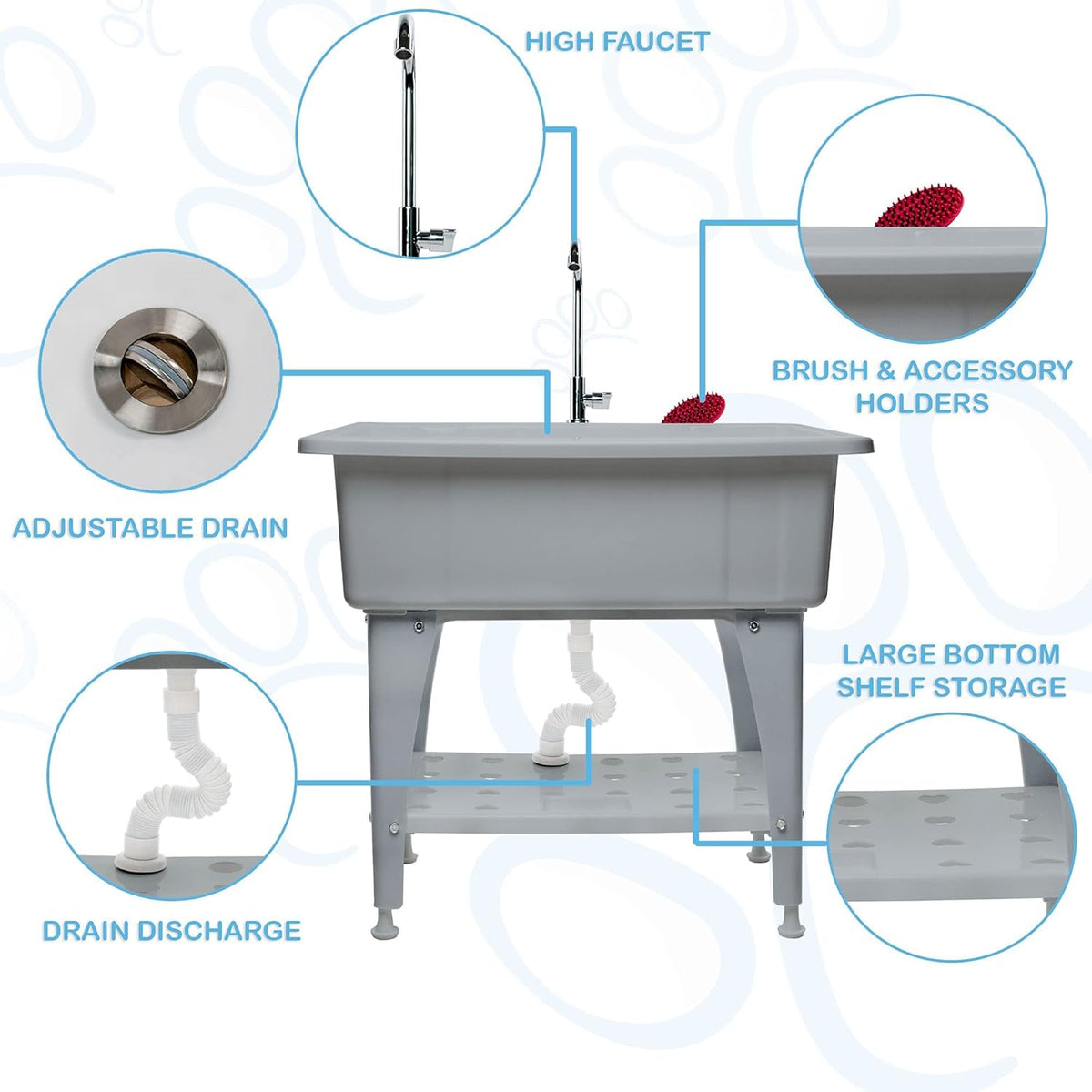 Portable Dog Bathing Station with Removable Shelf O529