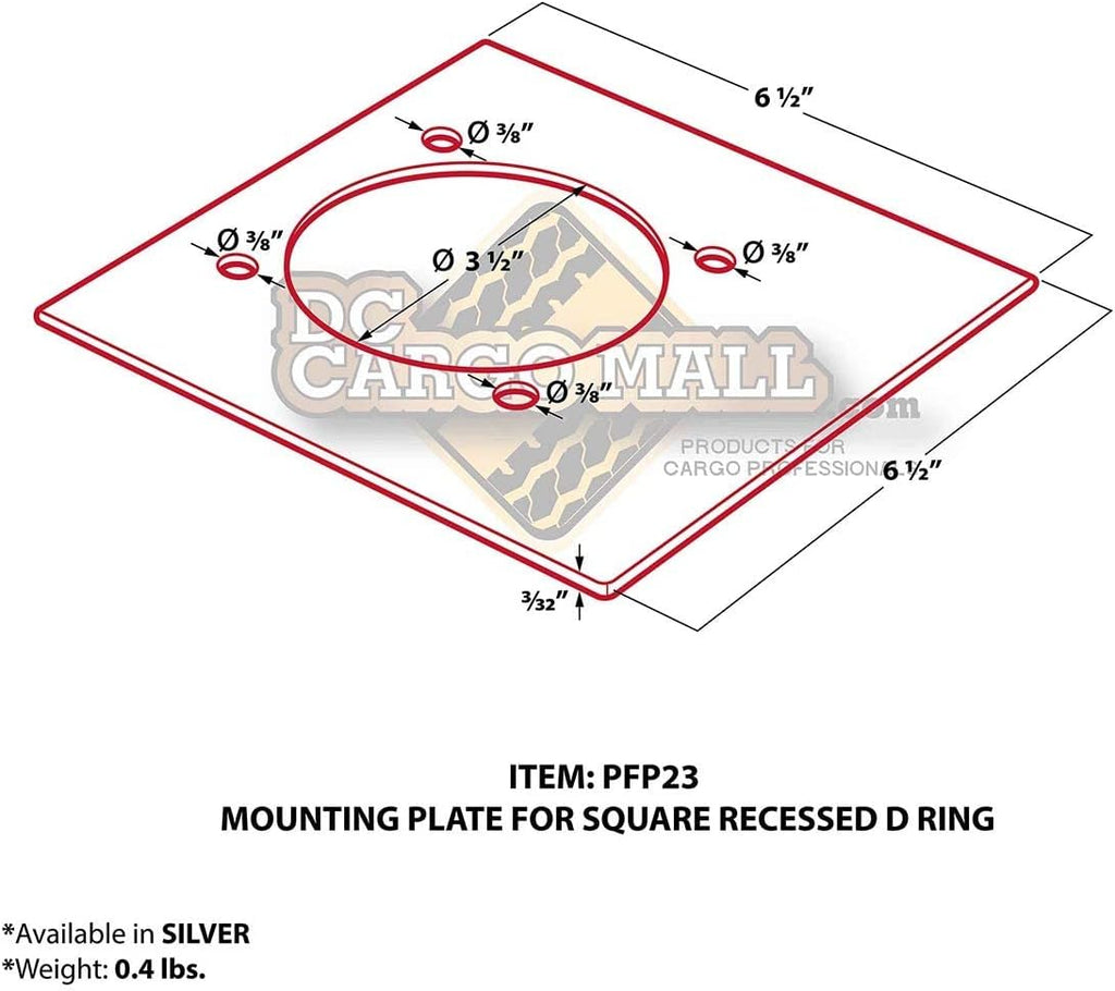 Square Trailer Cargo Tie-Down Anchors with Mounting Hardware J29964