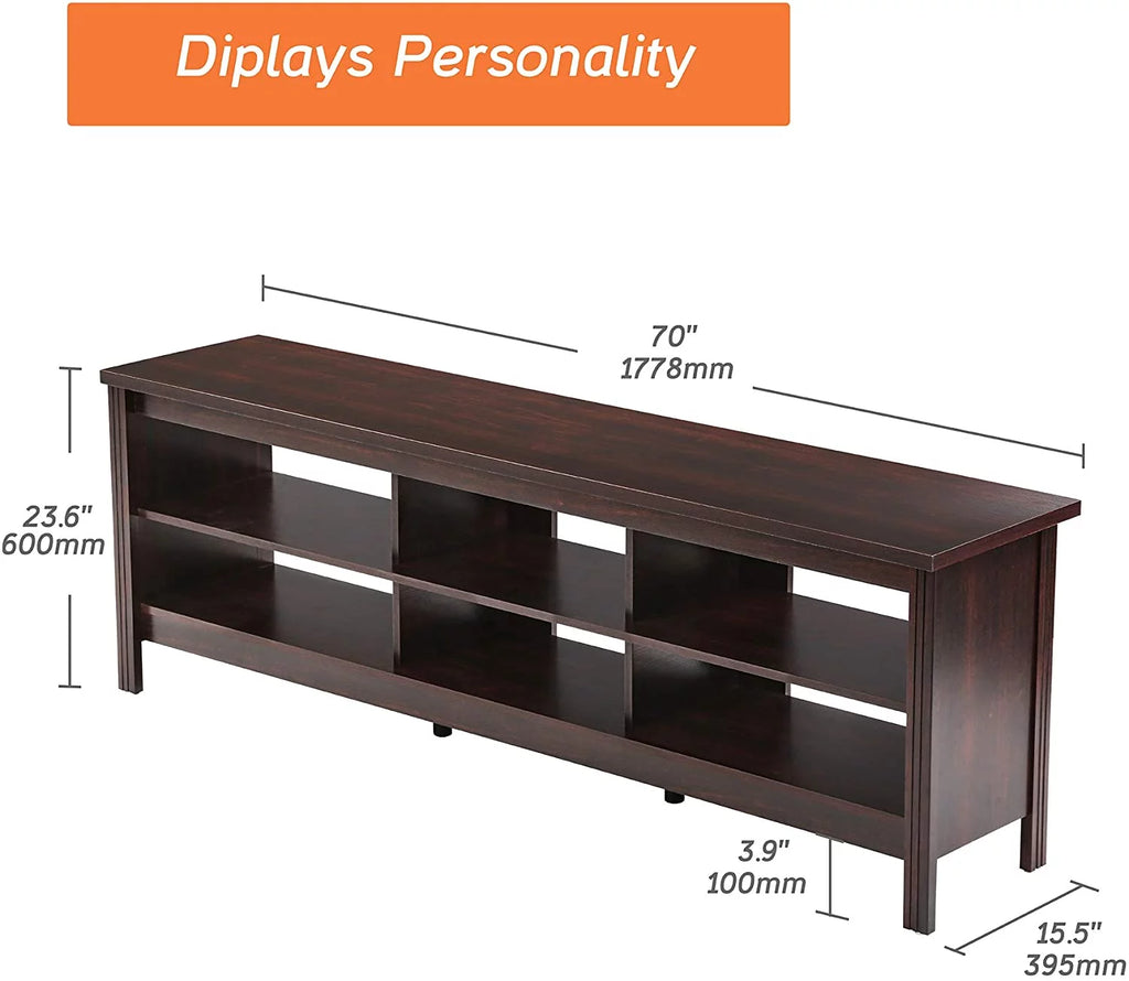 Brown 70'' TV Stand with 6 Cubby B55653