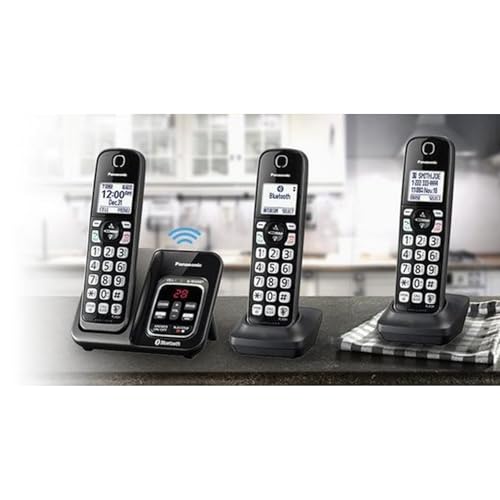 Metallic Black Cordless Phone System with 3 Handsets P94571