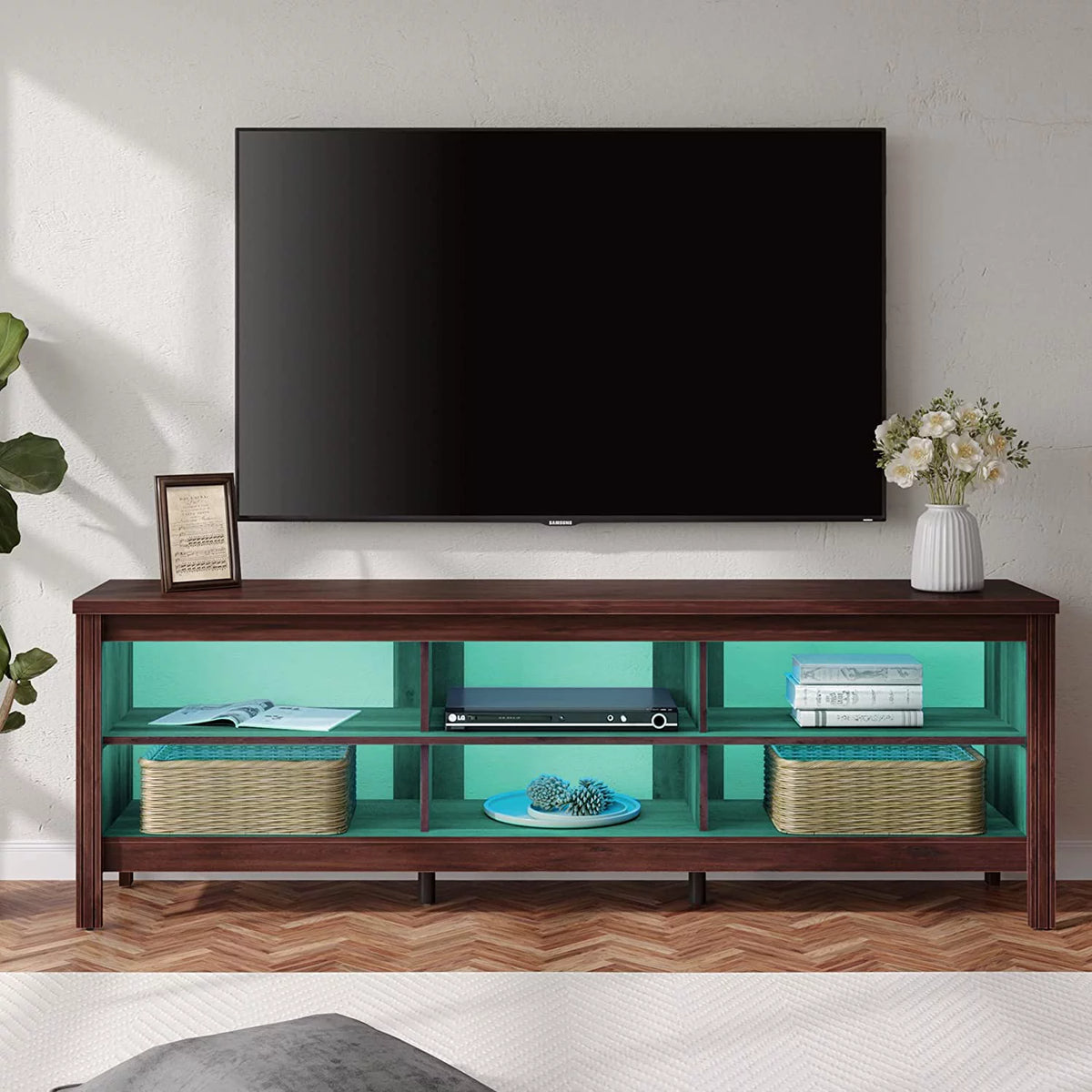 Brown 70'' TV Stand with 6 Cubby B55653