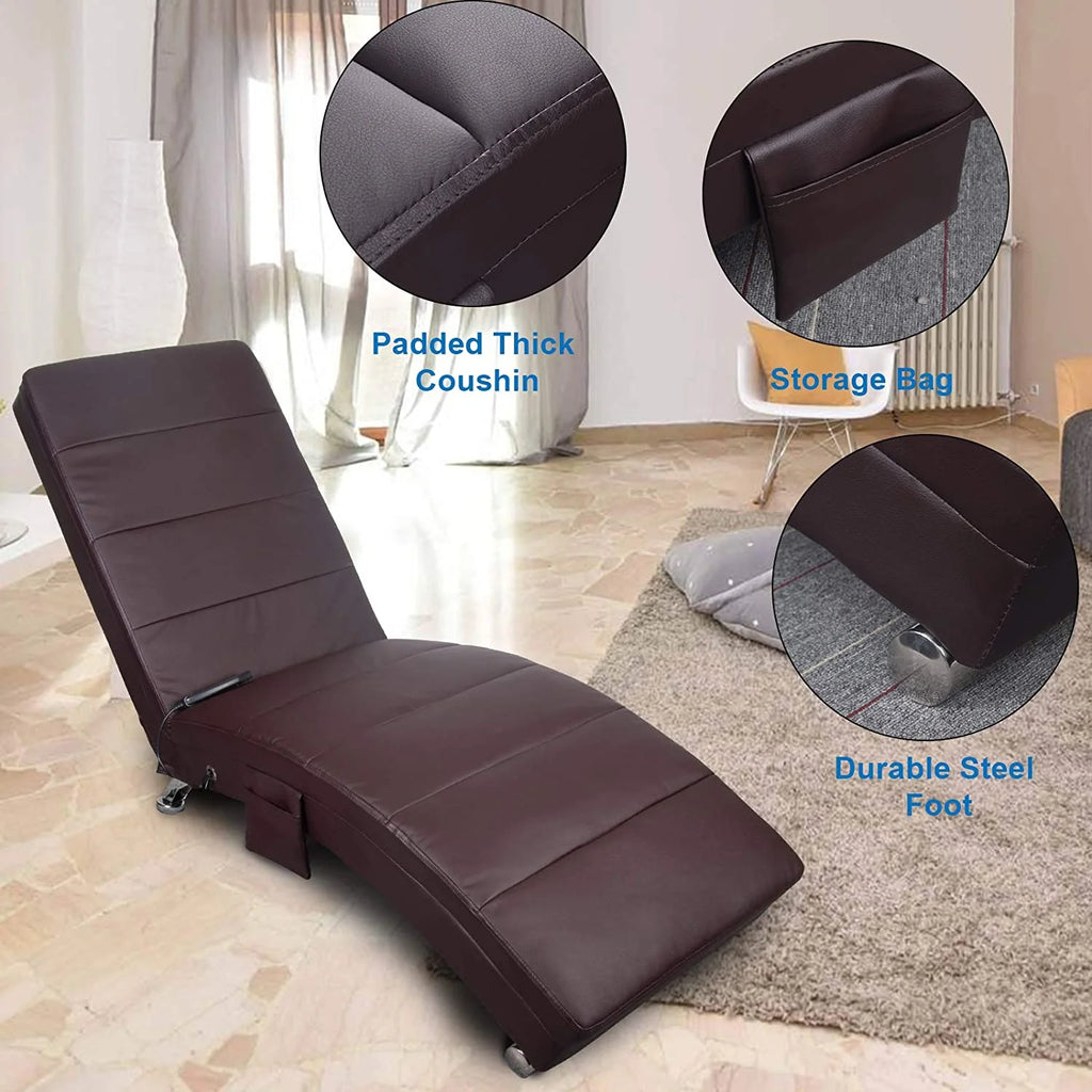 Brown PU Leather Electric Vibrating Recliner Chair with Heating L19054