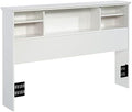 Wooden Full-Queen Bookcase Headboard in Glacier White L7057
