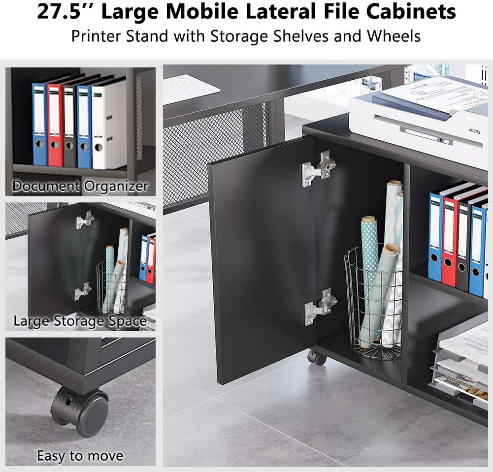 L-Shaped Computer Desk with File Cabinet N654