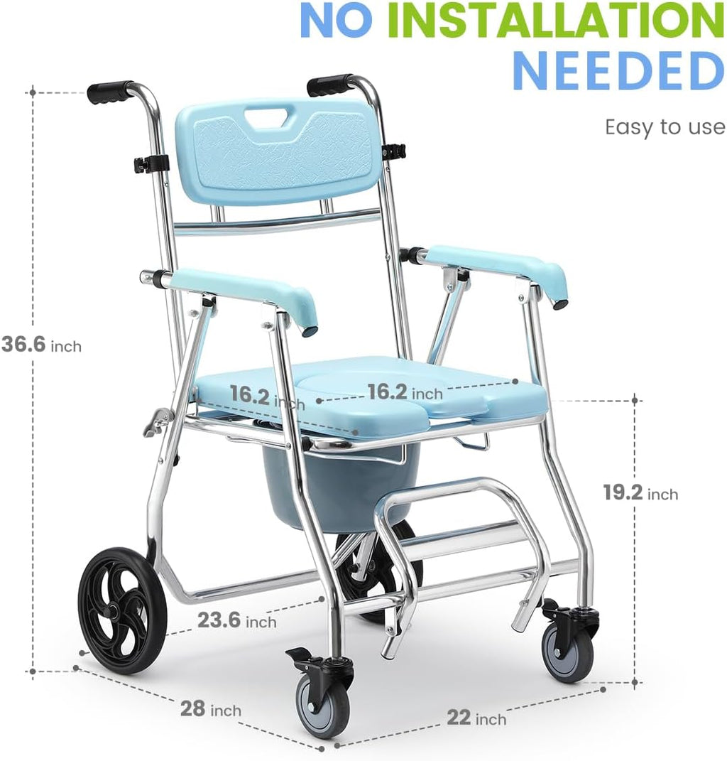 Stand Alone Toilet Safety Rail and Folding Shower Commode Wheelchair Heavy Duty Medical Toilet Safety Frame Adjustable Bathroom Toilet Handrails K92434