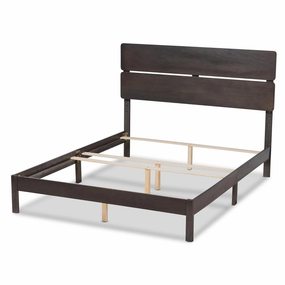Gray and Oak Finished Wood Full Size Panel Bed Y9363