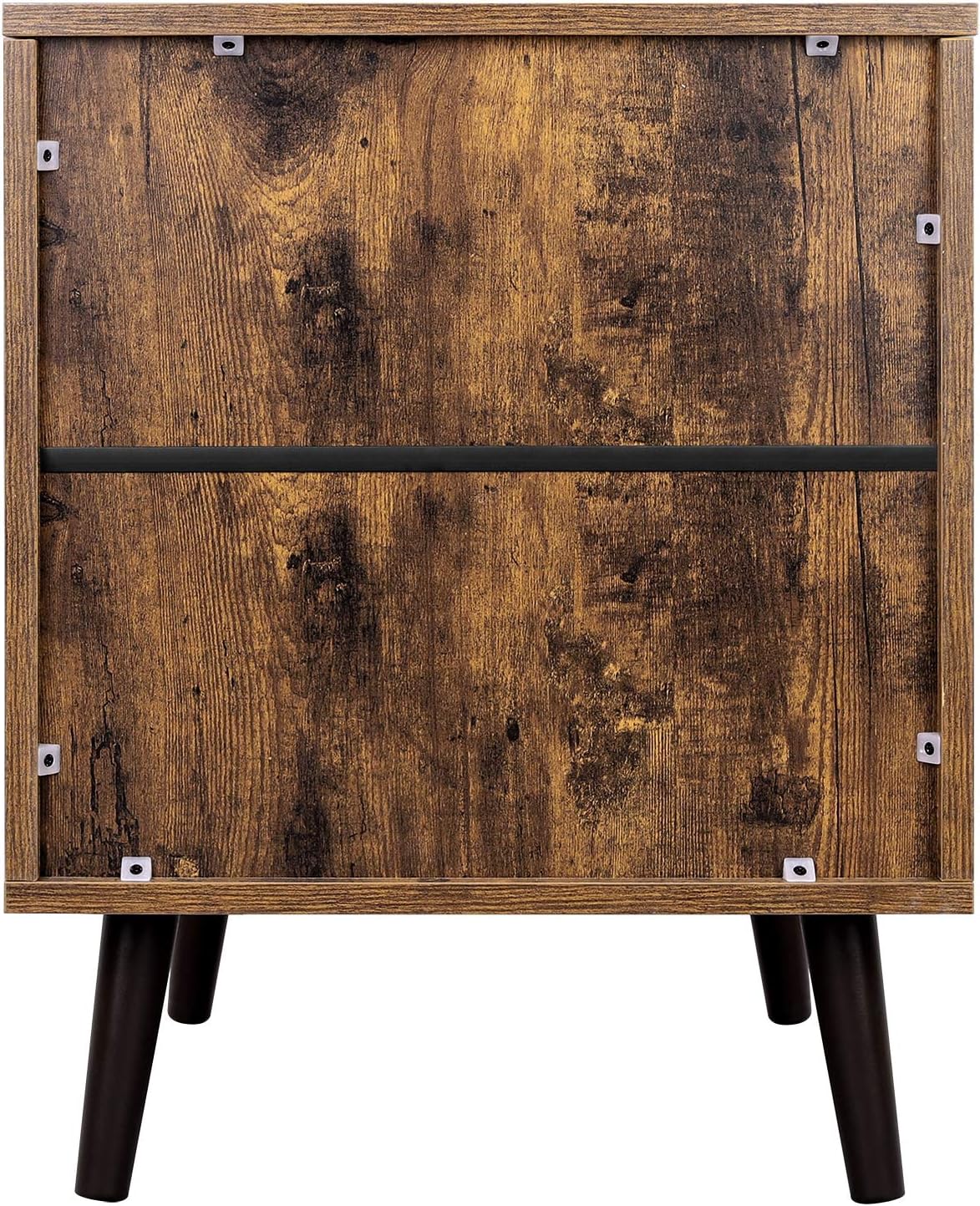 Rustic Brown Nightstand with Open Shelf and Cabinet O67869