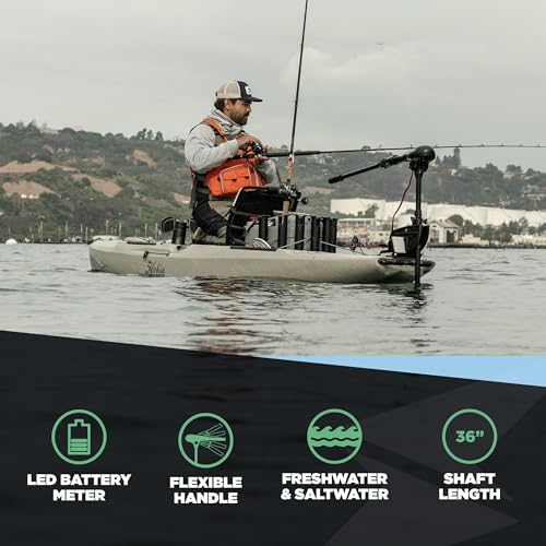 55lb Thrust Transom Mounted Saltwater Electric Trolling Motor with LED Battery Indicator (36" Shaft) G921