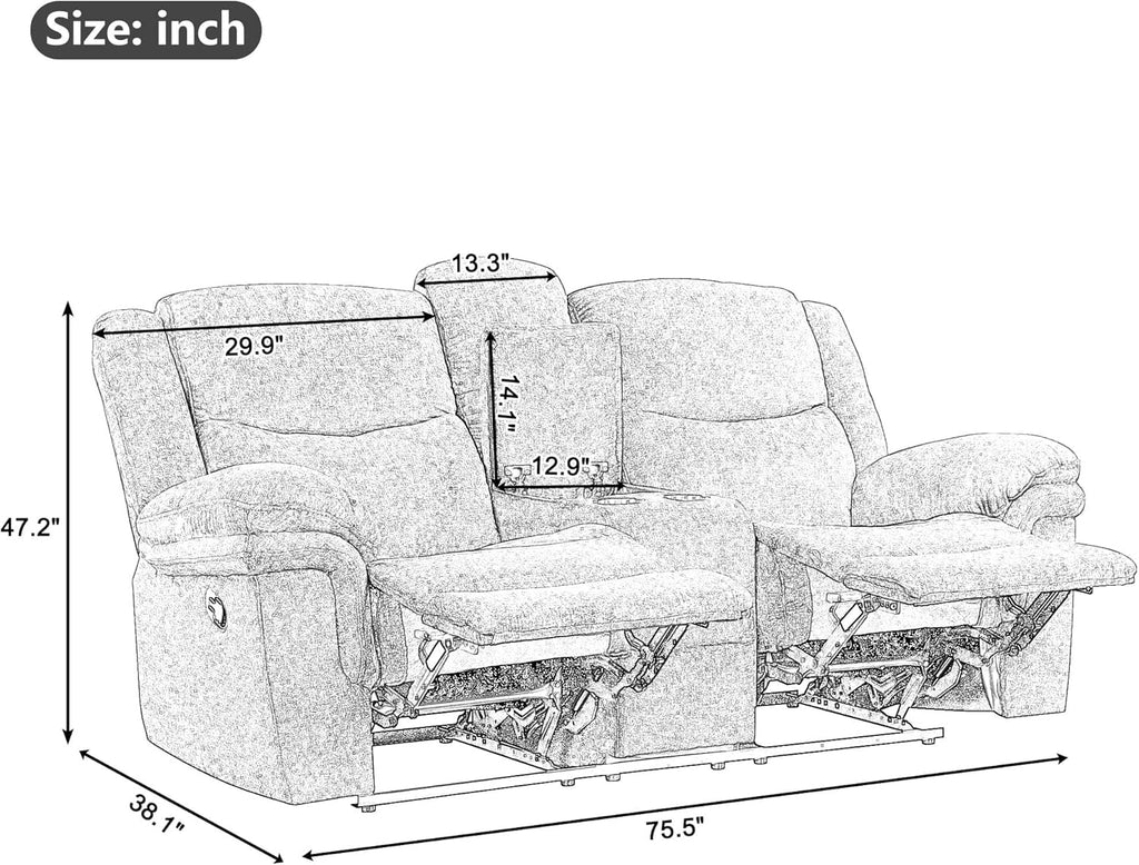 3-Piece Velvet Recliner Sofa Set with Cup Holders P469998