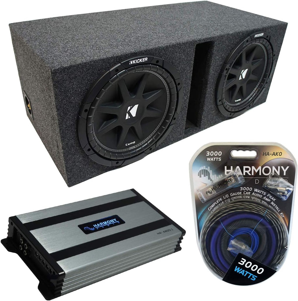 Compatible with Universal Car Dual 10 Loaded Vented Port Sub Box Enclosure with Amplifier G79964