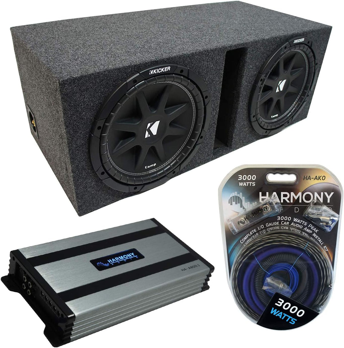 Compatible with Universal Car Dual 10 Loaded Vented Port Sub Box Enclosure with Amplifier G79964
