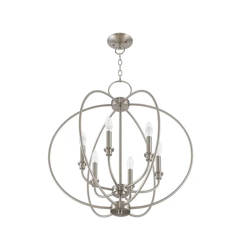 6-Light Globe Chandelier Brushed Nickel Q10741