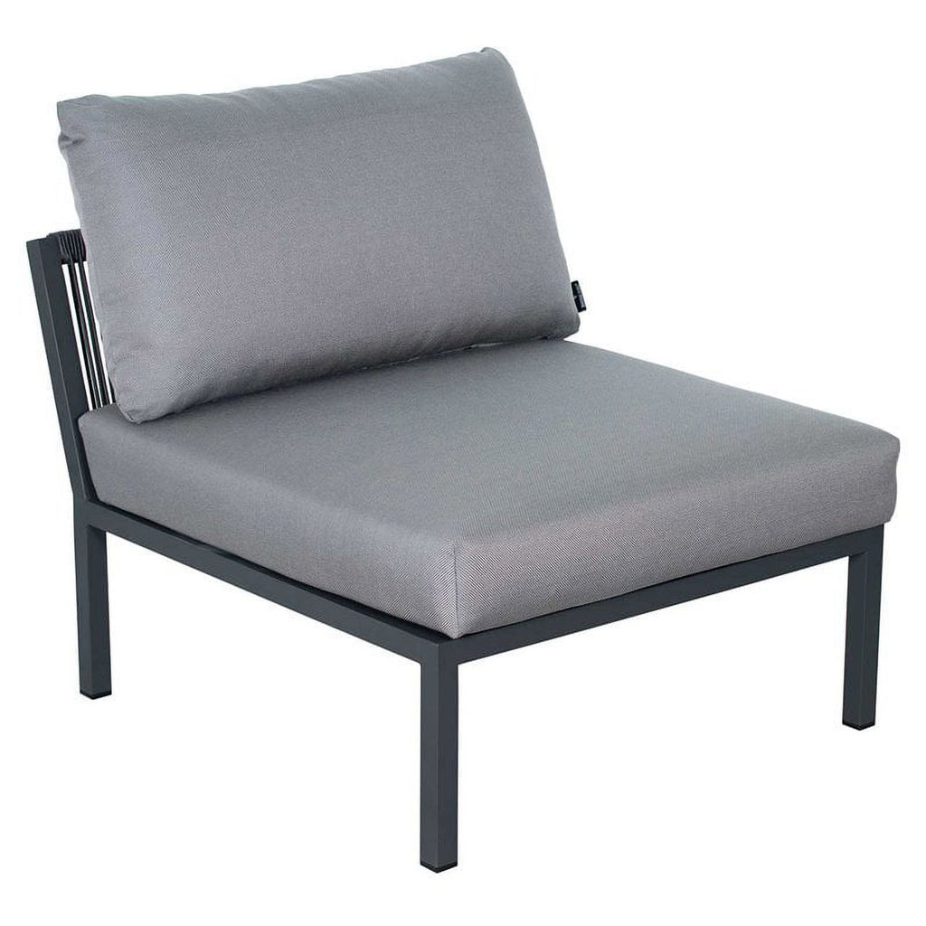 Modern Aluminum Sectional Armless Chair in Dark Gray and Pebble J956