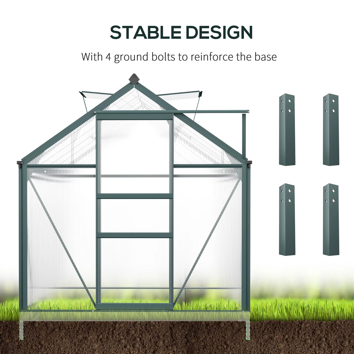 6' x 10' x 7' Polycarbonate Walk-in Greenhouse W351936