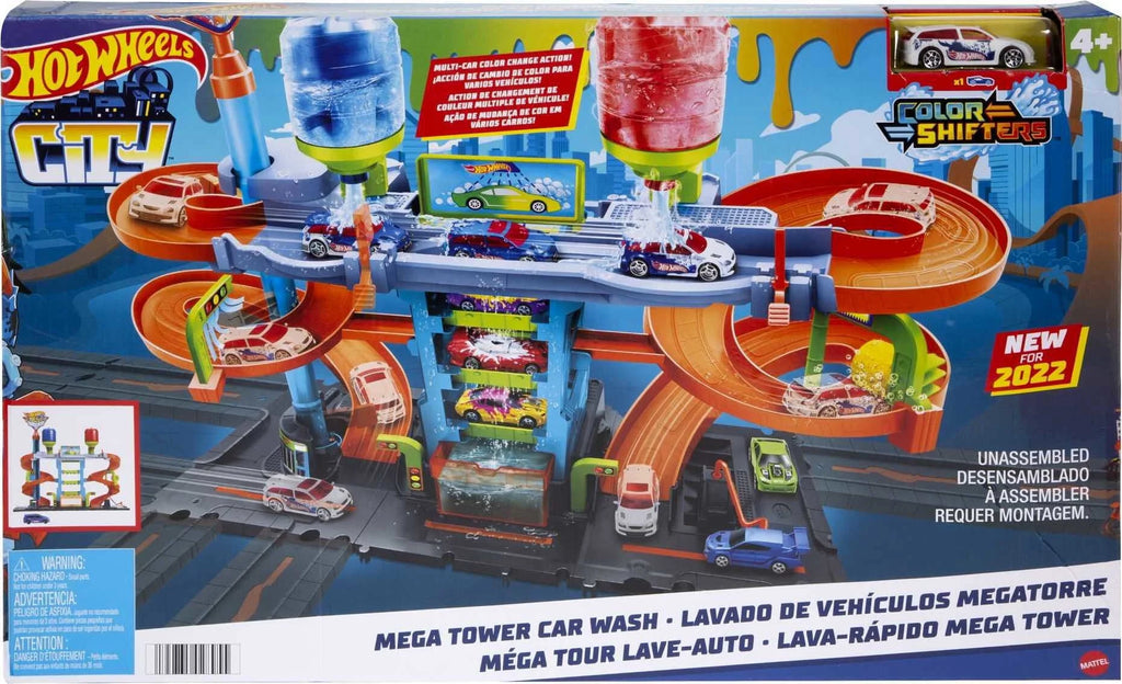 City Mega Car Wash Playset with 1 Toy Car in 1:64 Scale F761