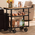 Black Brown Metal Wood Cart B34204