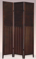 3-Panel Solid Wood Shutter Room Divider Espresso Finish F25624