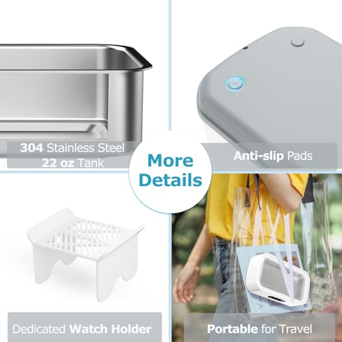 49kHz Ultrasonic Jewelry Cleaner, 22 oz Stainless Steel Tank X4031