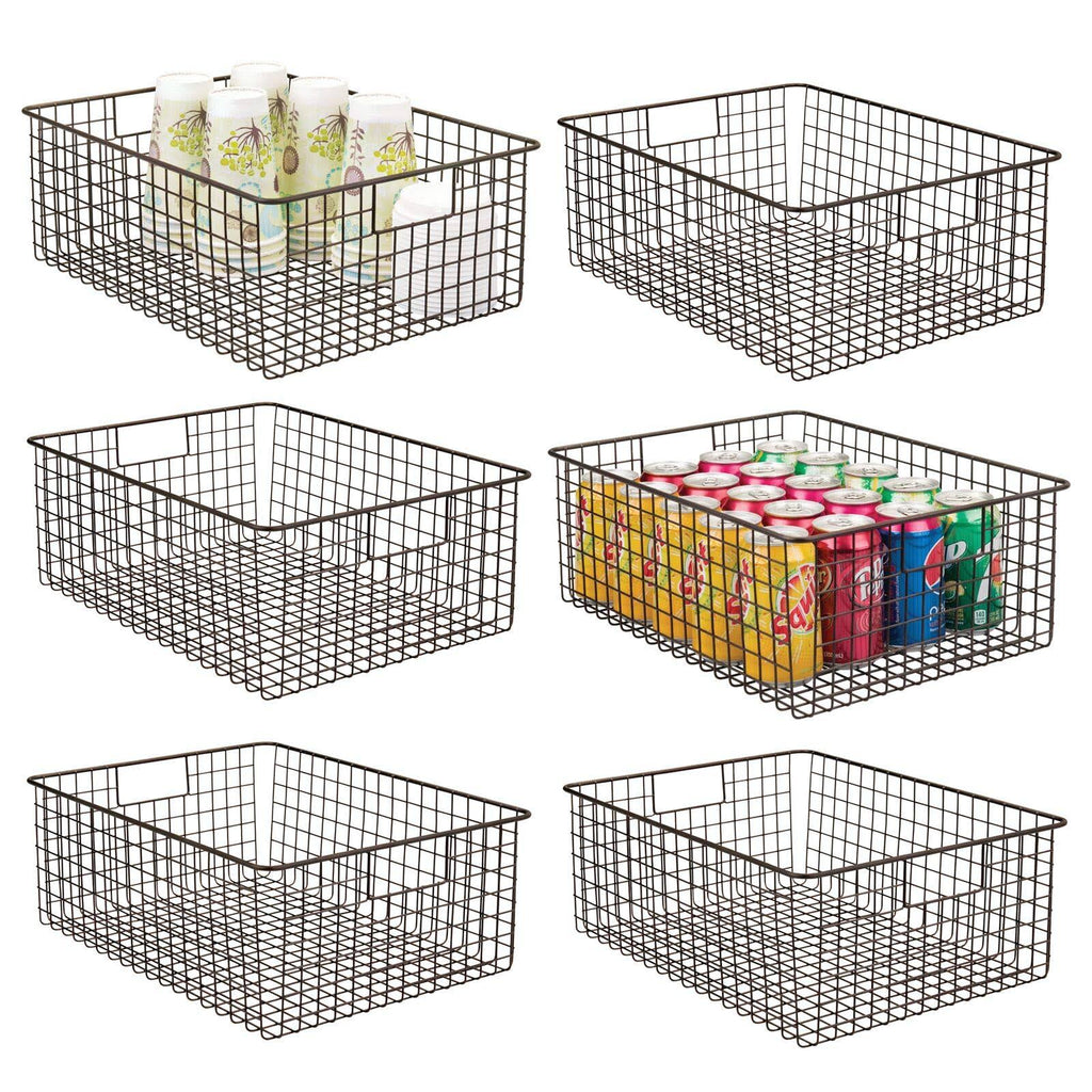 Metal Wire Food Organizer Storage Bin Baskets with Handles L120
