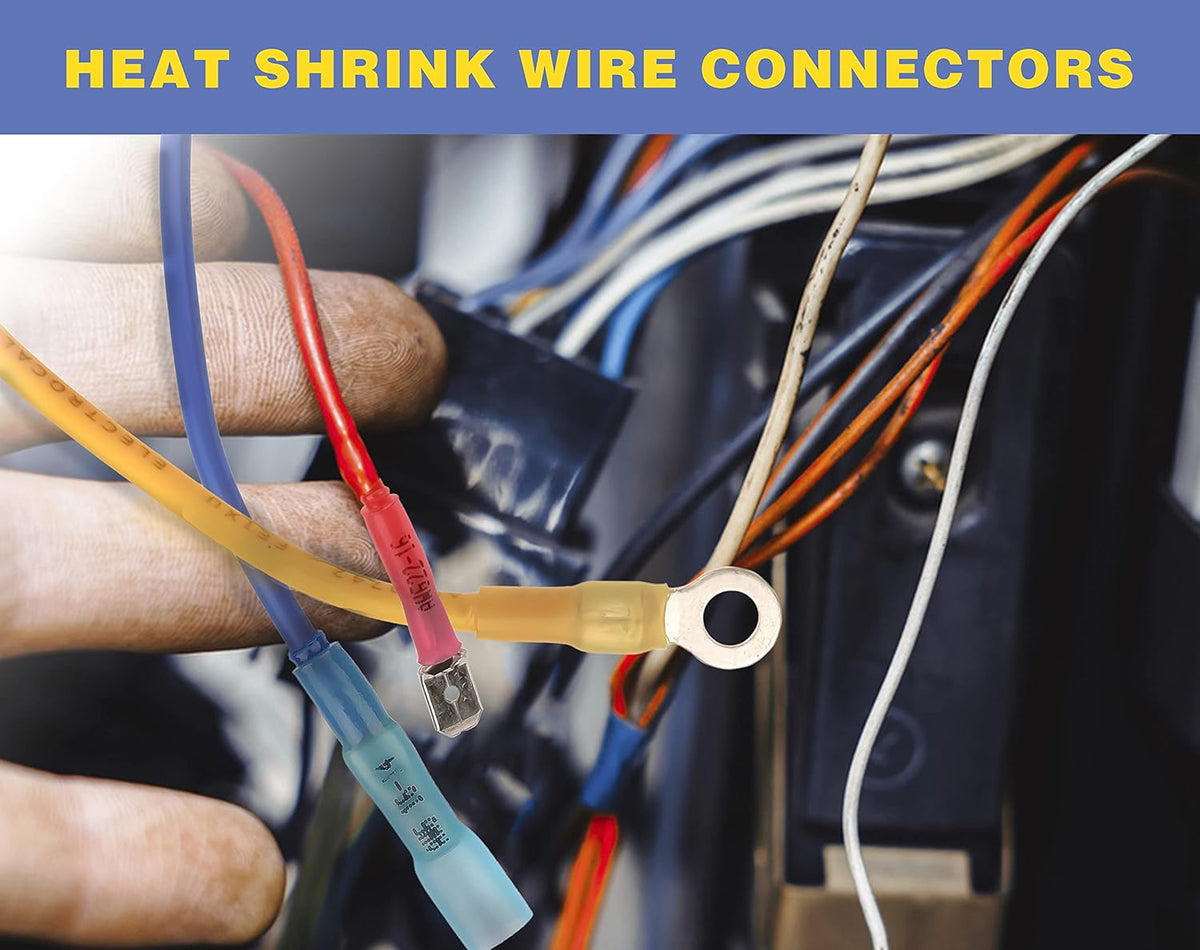 Crimping Tool for Heat Shrink Connectors with 200PCS Marine Grade Heat Shrink Butt Connectors of Tinned Red Copper AWG 20-10 G1906