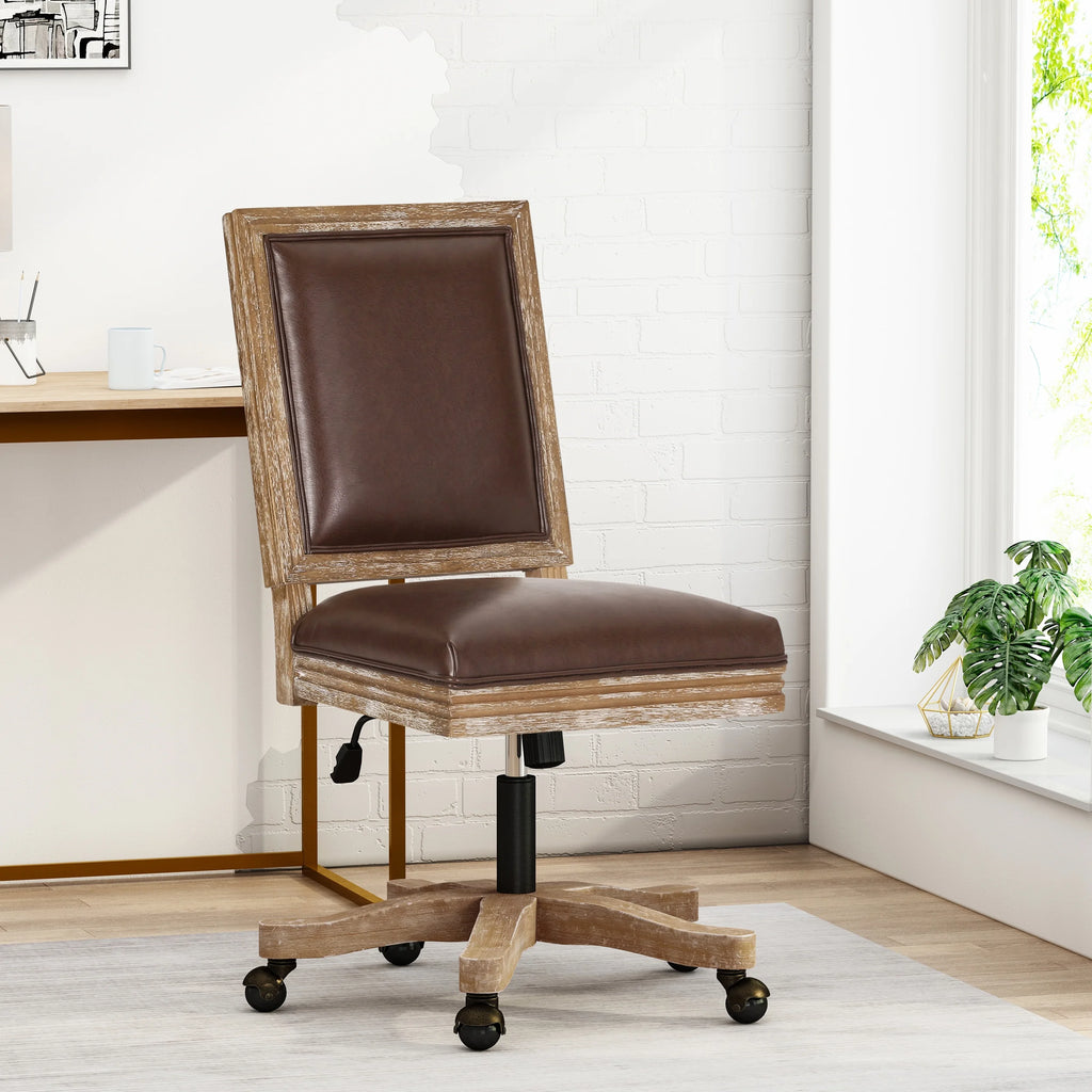 Dark Brown Faux Leather Swivel Office Chair M2789