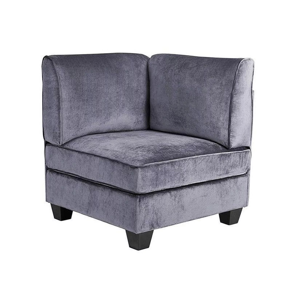 Gray Velvet 6Pc Modular Sectional Sofa with Ottoman and 3 Accent Pillows G4972