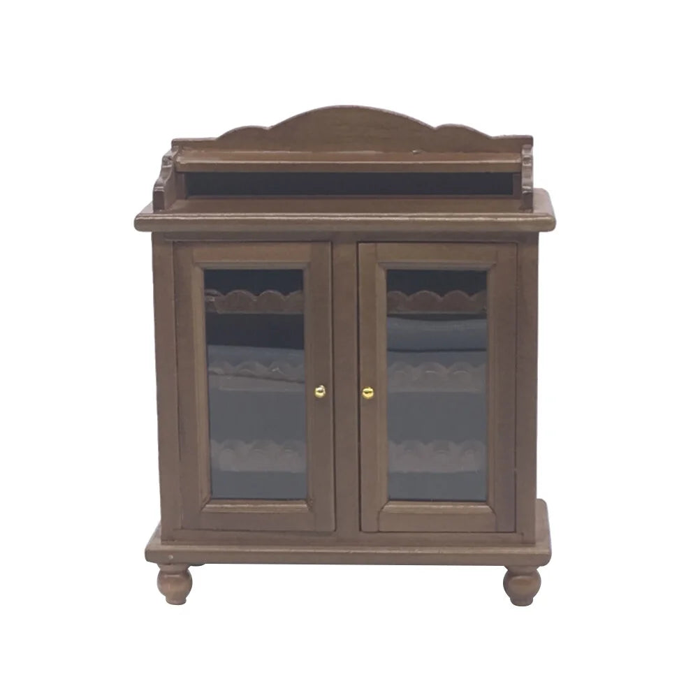Mini Wooden Wine Cabinet Model (Walnut Color) S4252