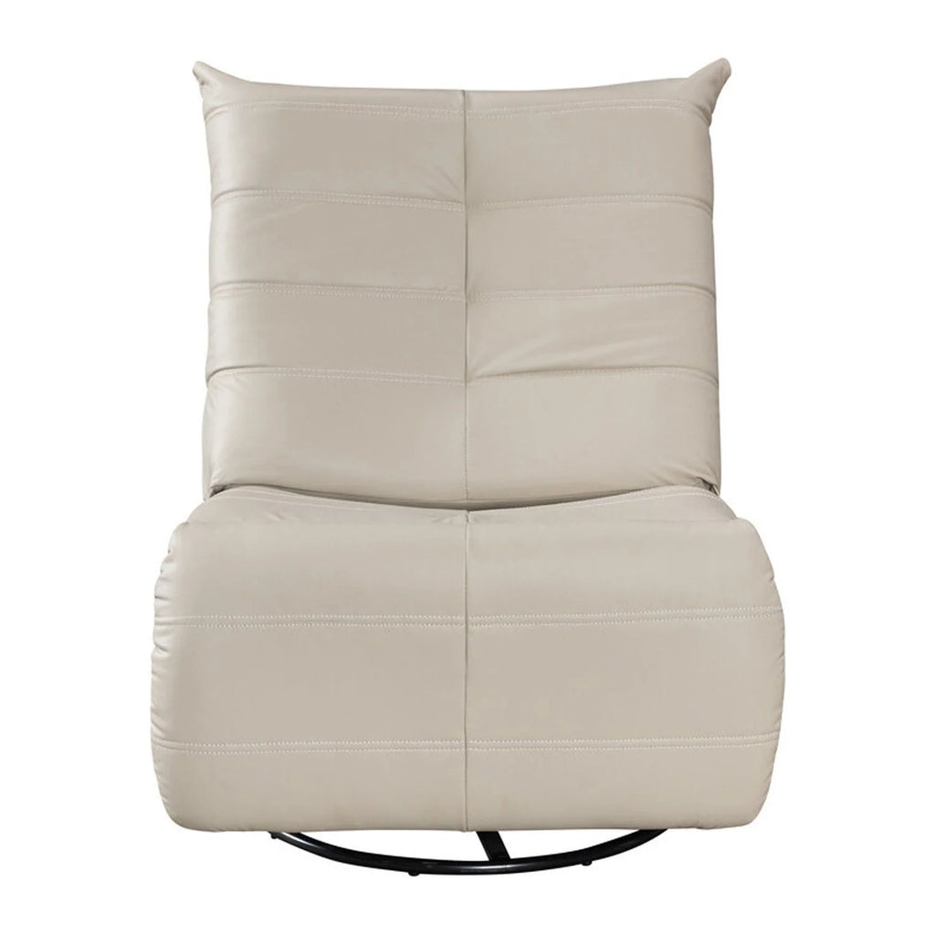 Beige Faux Leather Swivel Glider Recliner I33211