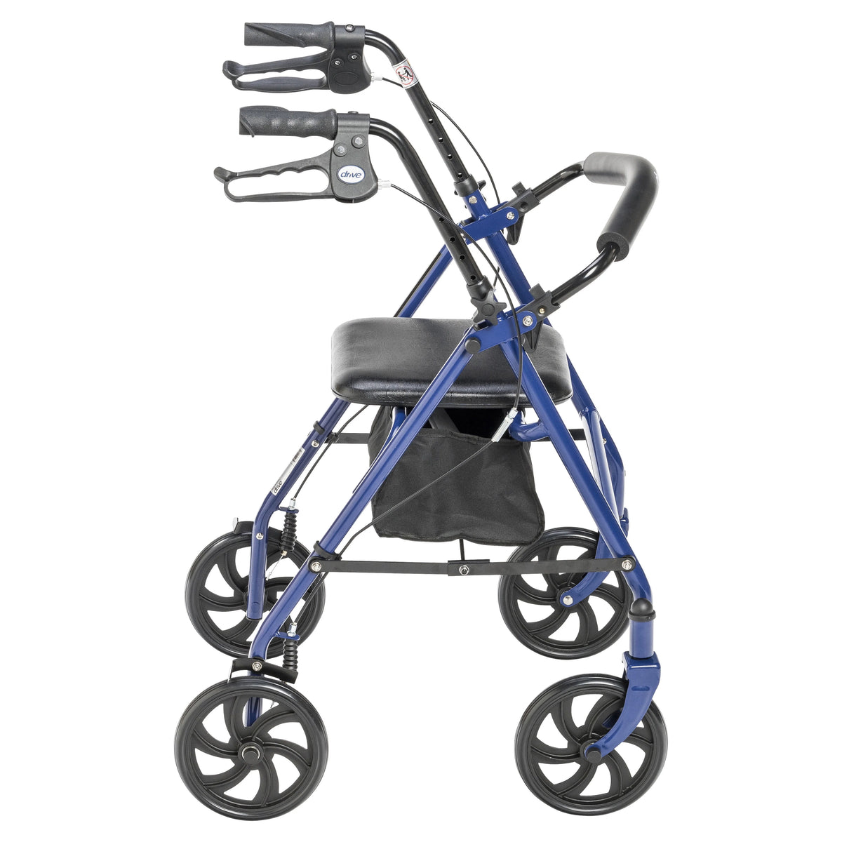 Blue Four Wheel Rollator Rolling Walker with Fold Up Removable Back Support N523