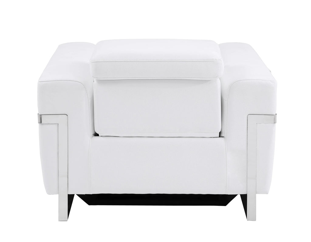 White Top Grain Italian Leather Power Recliner Chair V4897
