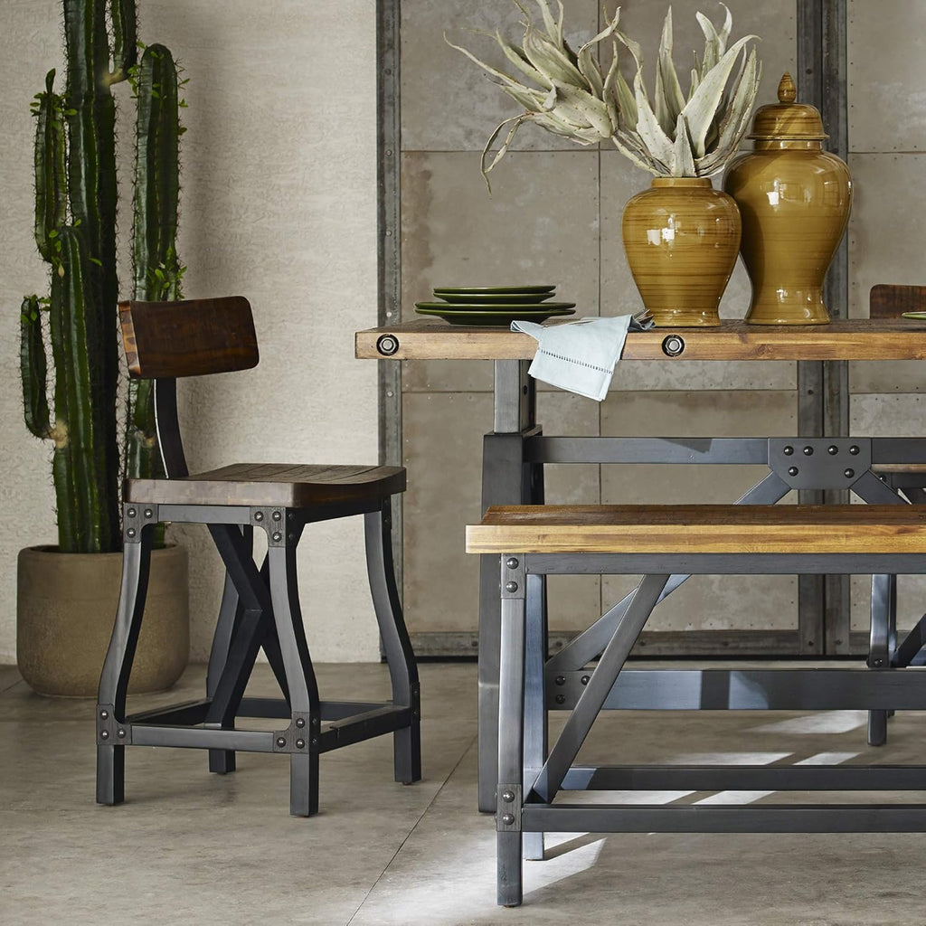 Amber Solid Wood Counter Stool with Removable Backrest G413