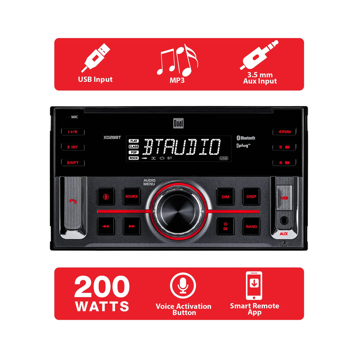 Double DIN Car Stereo Head Unit with Bluetooth L17305